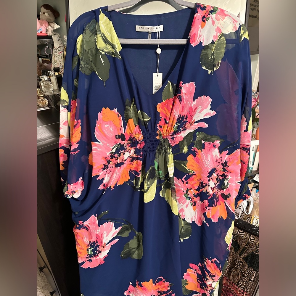 NWT Trina Turk Navy Blue Floral “Gentle” Dress